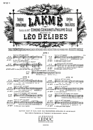 Book cover for Lakme No 13 Bis Melodie Soprano Solo & Piano