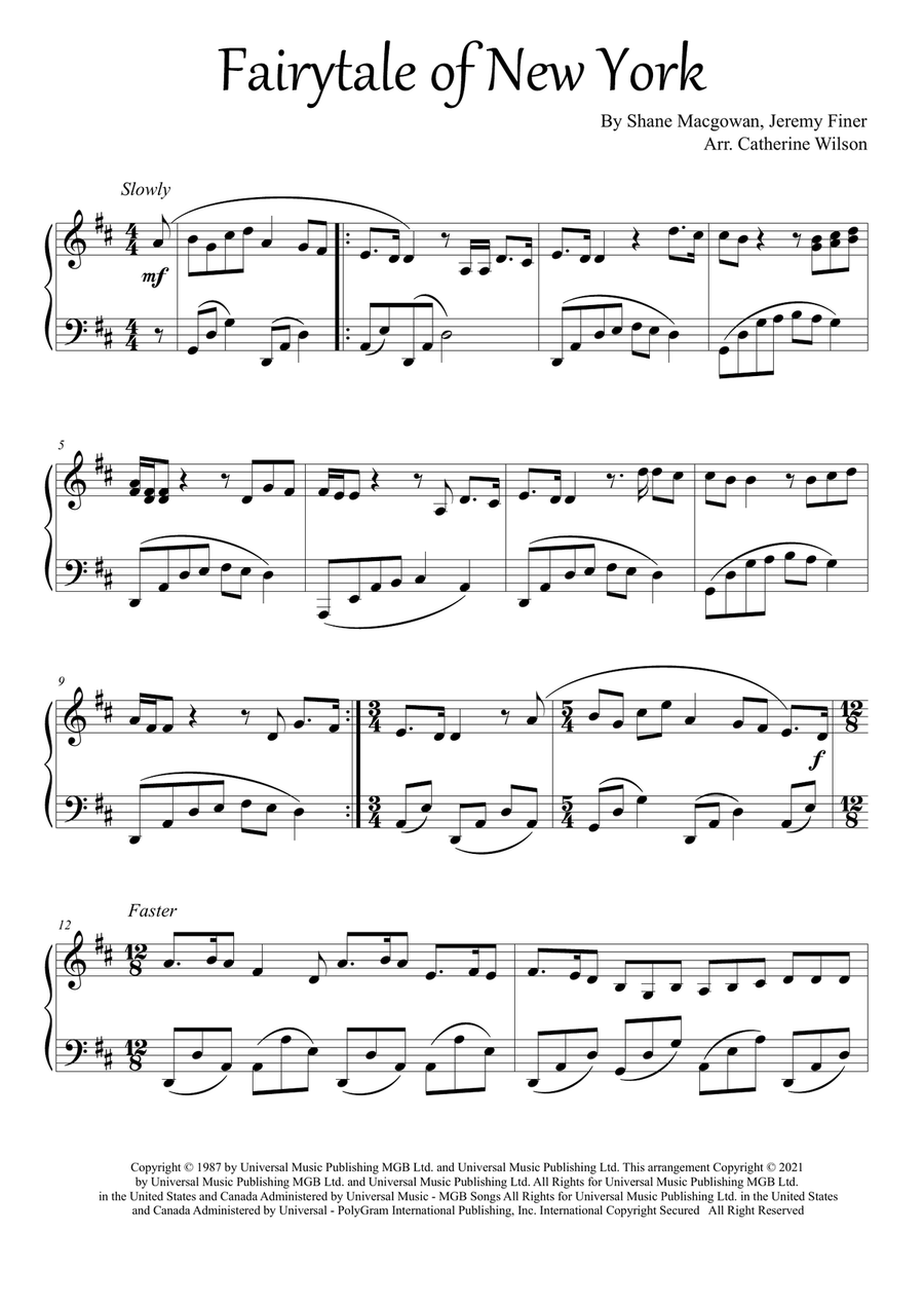 Fairytale Of New York Piano Solo scores gallery preview page 2