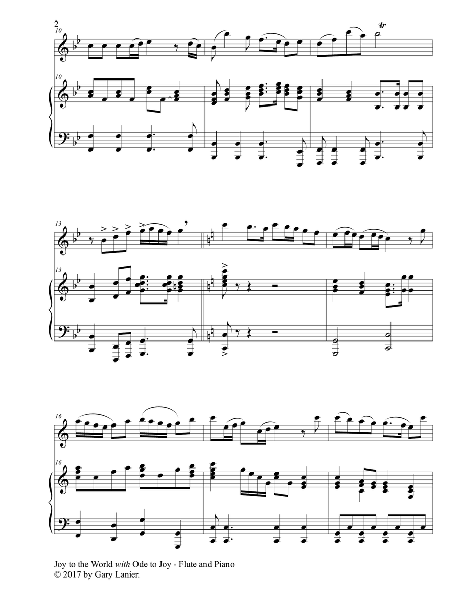 JOY TO THE WORLD with ODE TO JOY (Flute with Piano & Score/Part) Flute Solo scores gallery preview page 3