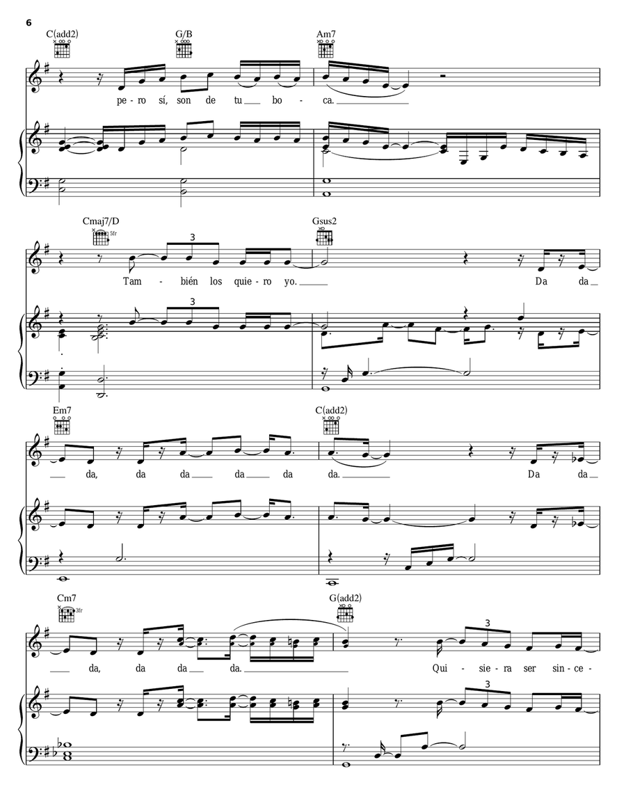 Quisiera Ser Quisiera Ser Piano, Vocal, Guitar scores gallery preview page 6