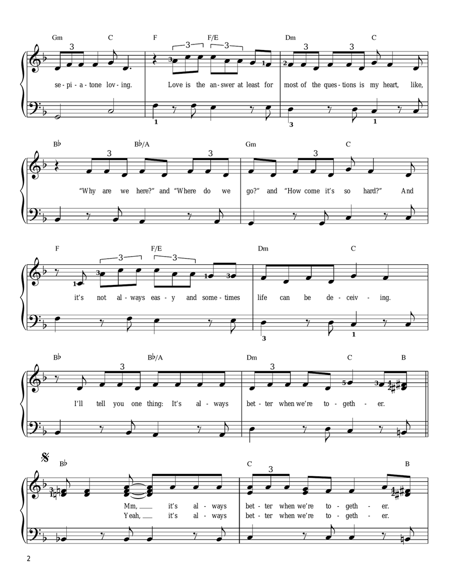 Better Together Easy Piano scores gallery preview page 2