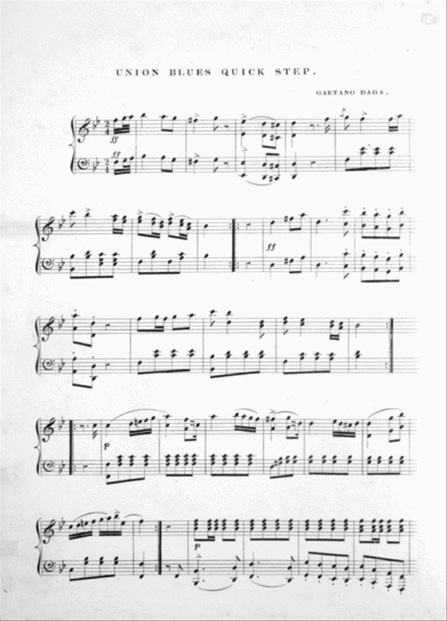 Union Blues Quick Step Piano Solo scores gallery preview page 2