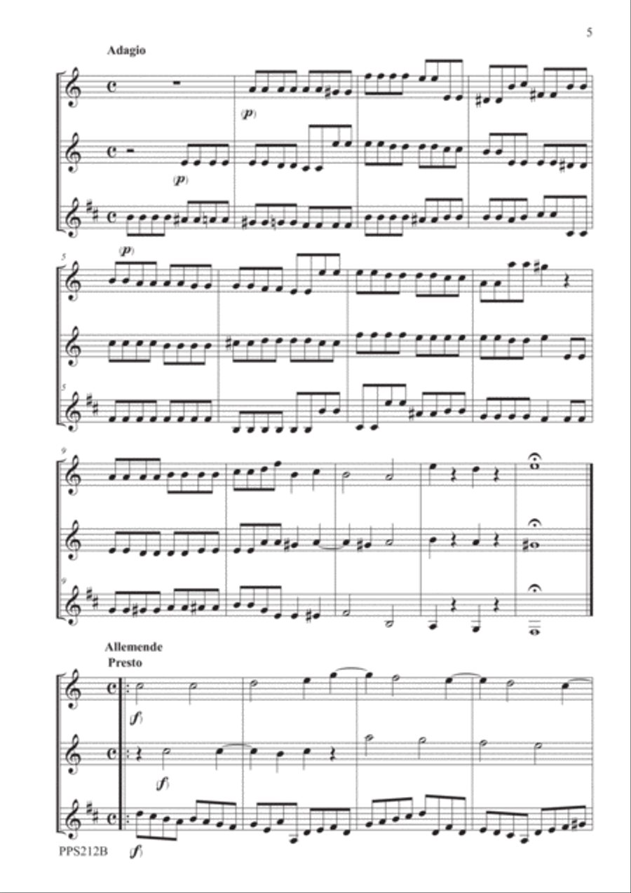 CORELLI SONATA DA CAMERA IN C MAJOR OPUS 4 N0. 1 FOR FLUTE, OBOE & CLARINET Woodwind Trio scores gallery preview page 5
