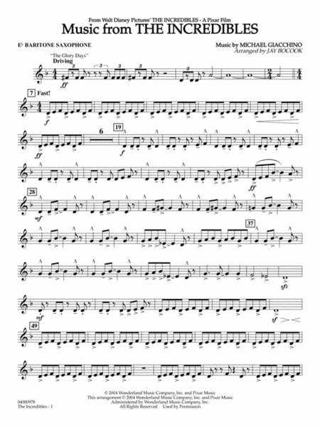Music from “The Incredibles” by Michael Giacchino Concert Band - Sheet Music