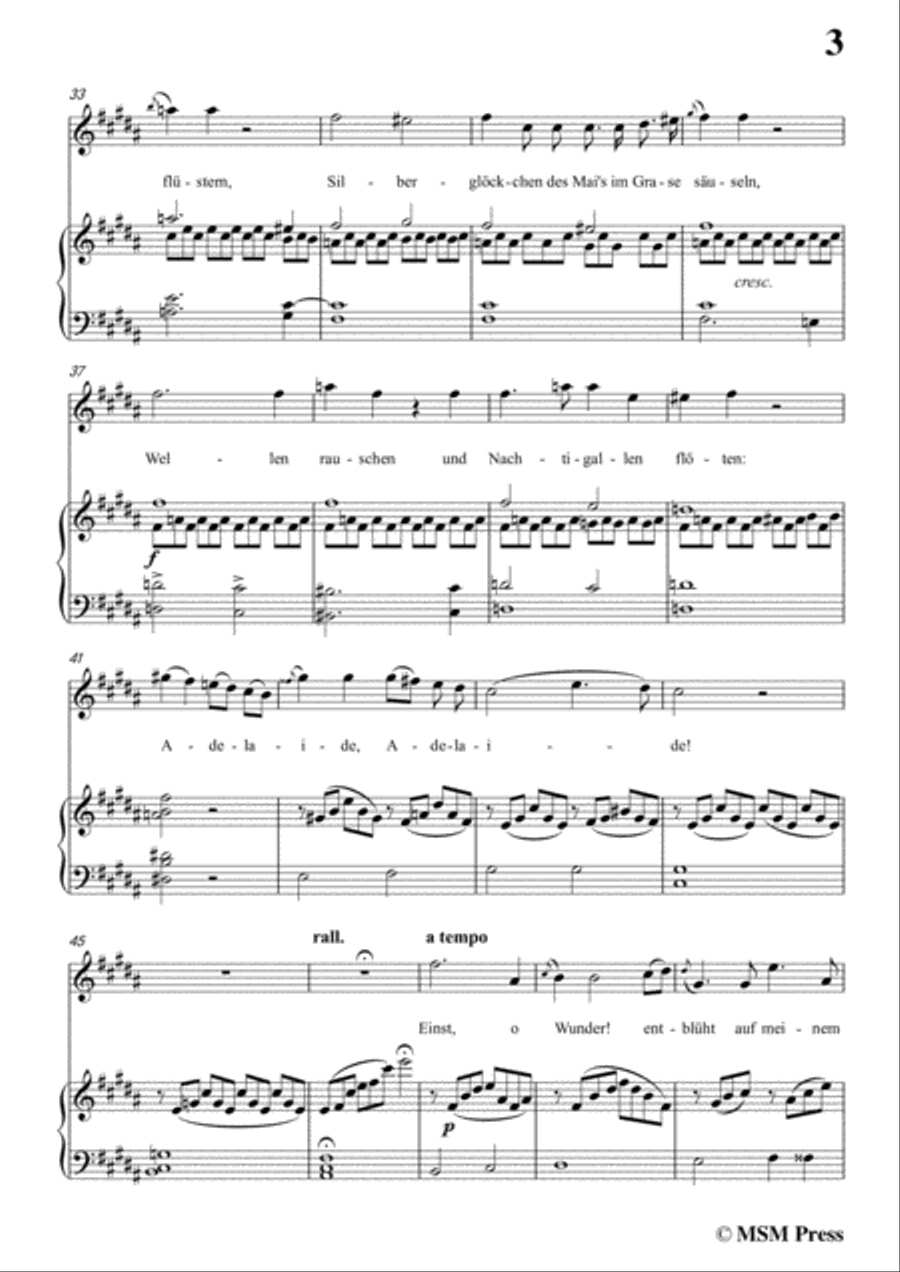 Schubert-Adelaide,in B Major,for Voice and Piano Voice Solo scores gallery preview page 5