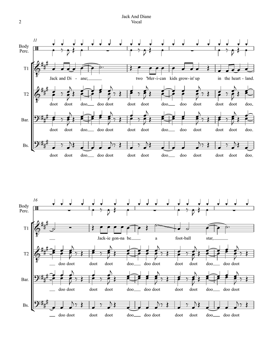 Jack And Diane TTBB scores gallery preview page 2