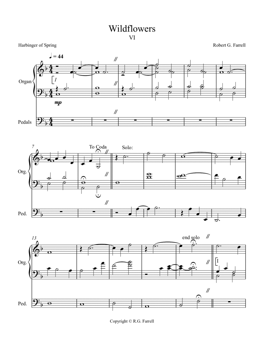 Wildflowers #6 Organ Solo scores gallery preview page 1