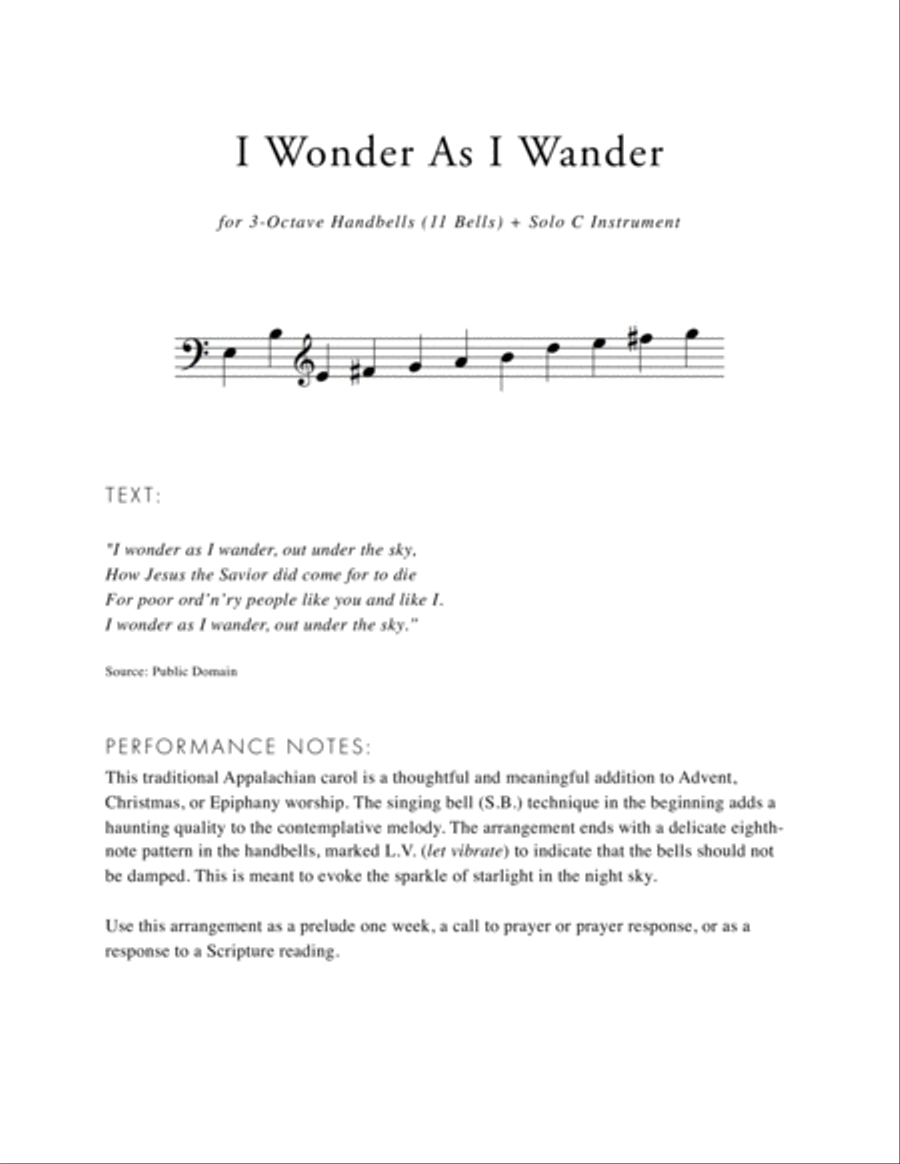 I Wonder As I Wander Handbell Choir scores gallery preview page 2