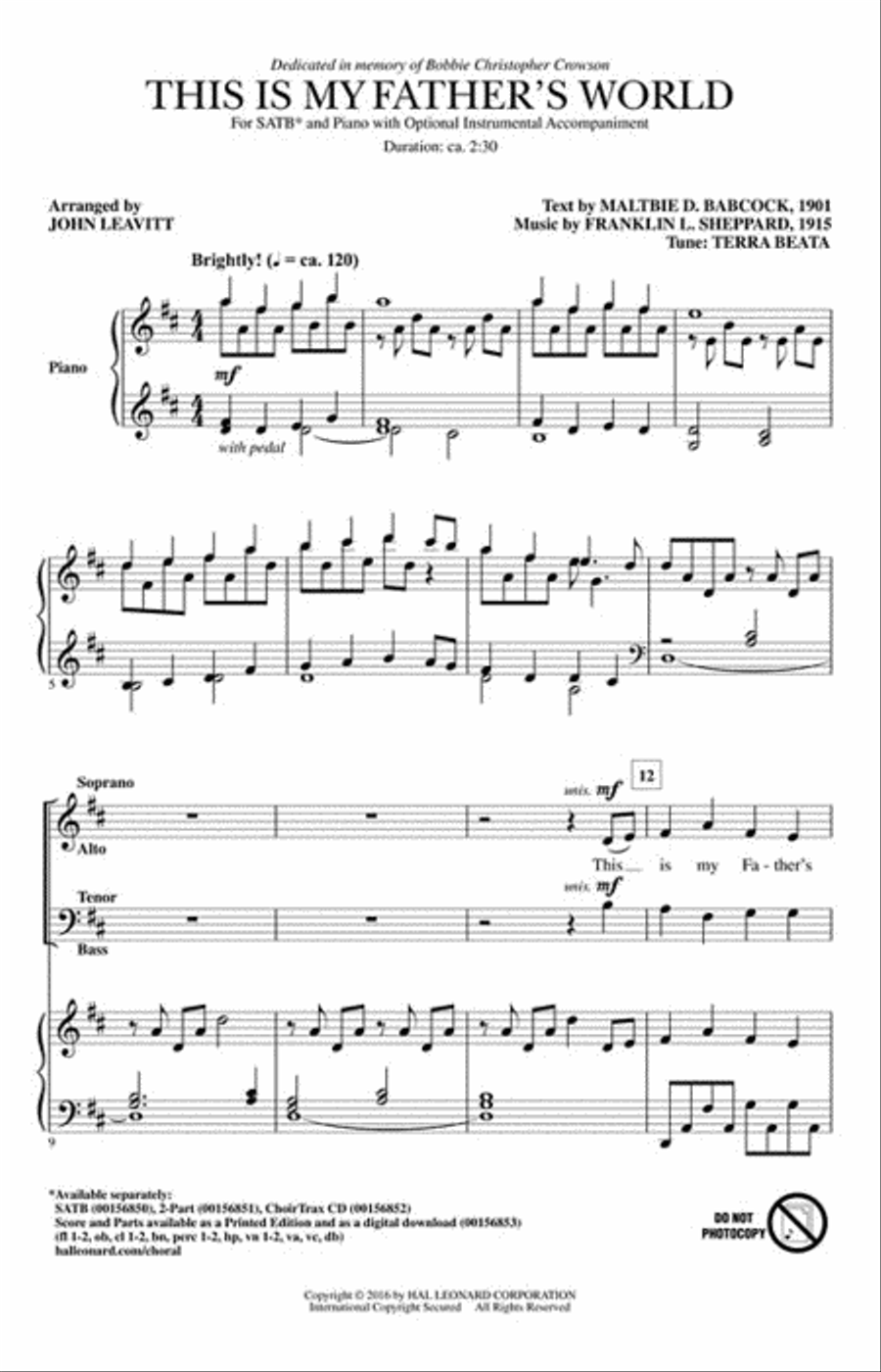 This Is My Father's World 4-Part scores gallery preview page 2