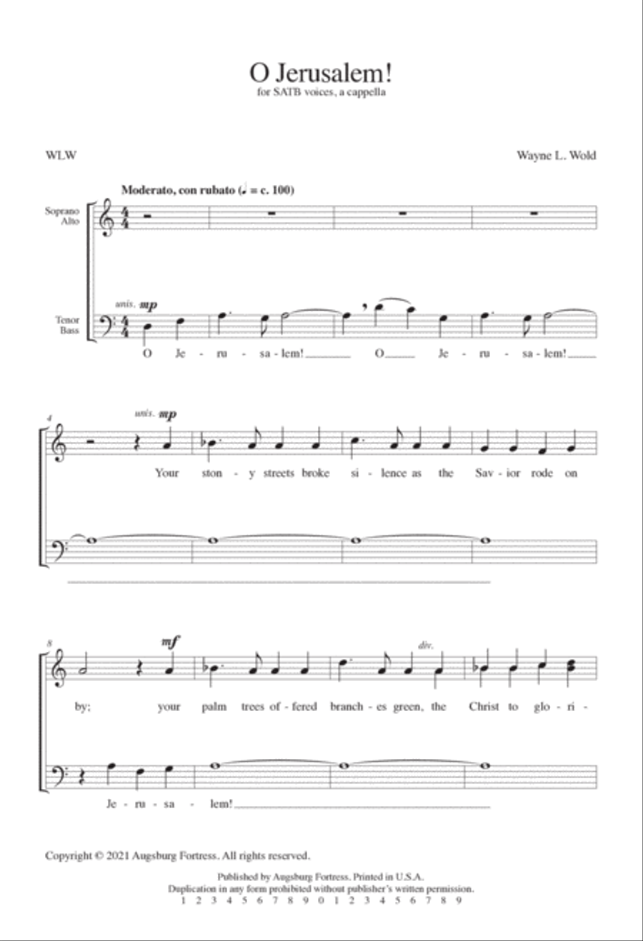 O Jerusalem! 4-Part scores gallery preview page 2