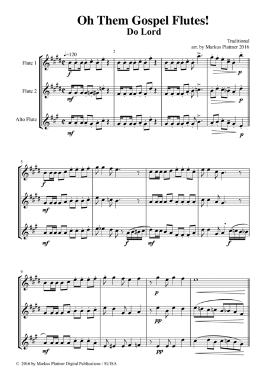 ‘Do Lord’ for Flute Trio (2 flutes and alto flute) Flute Trio scores gallery preview page 3