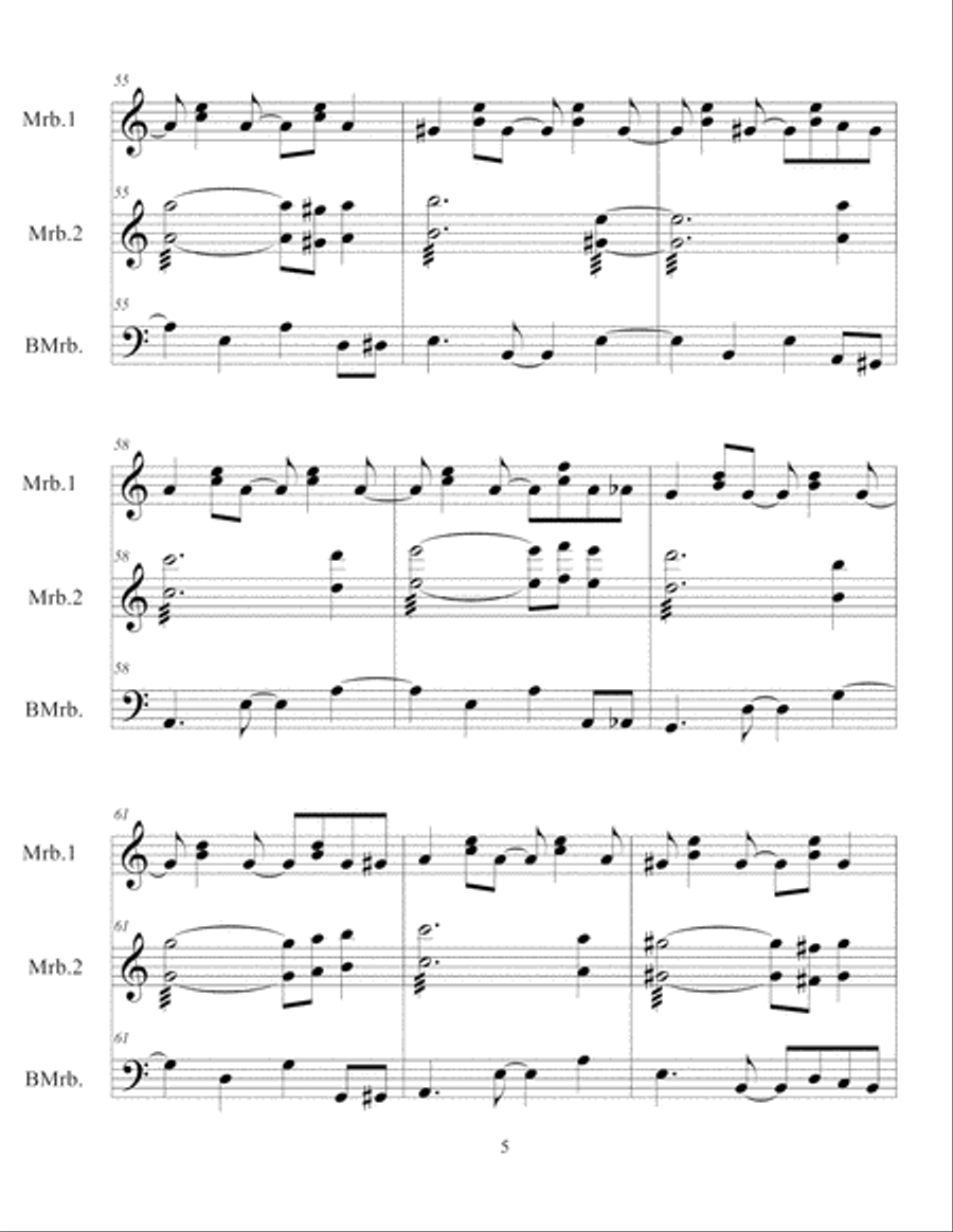 Variations on Green Sleeves for Marimba Trio Small Ensemble scores gallery preview page 6