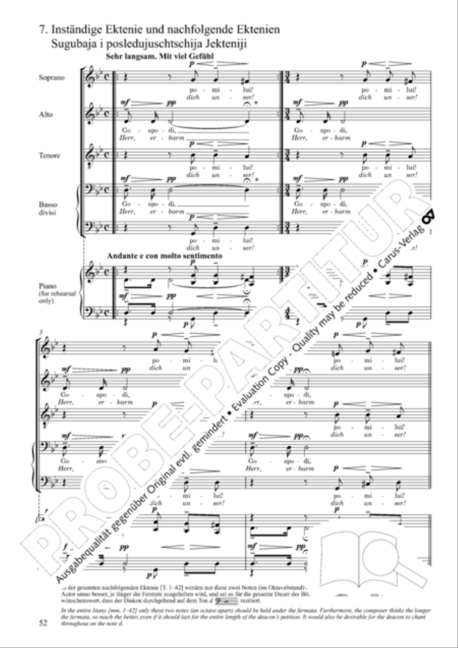 Liturgy of St. John Chrysostom op. 31 for mixed choir a cappella (Chrysostomos-Liturgie op. 31 fur Chor a cappella mit singbarem deutschem Text)