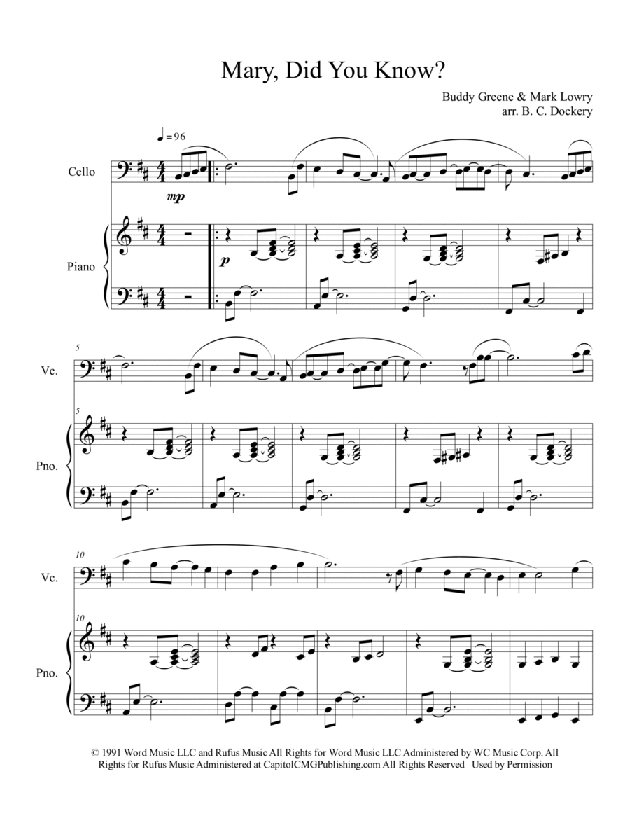 Mary, Did You Know? Piano scores gallery preview page 1
