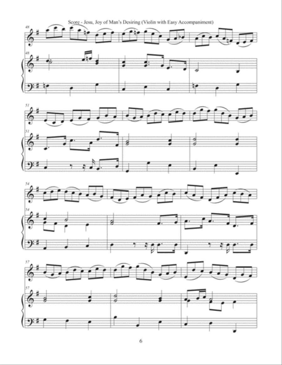 Jesu, Joy of Man’s Desiring (Violin with Easy Accompaniment) Violin Solo scores gallery preview page 6