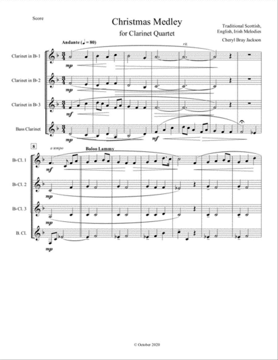 Three Christmas Ballads of the British Isles Woodwind Quartet scores gallery preview page 2