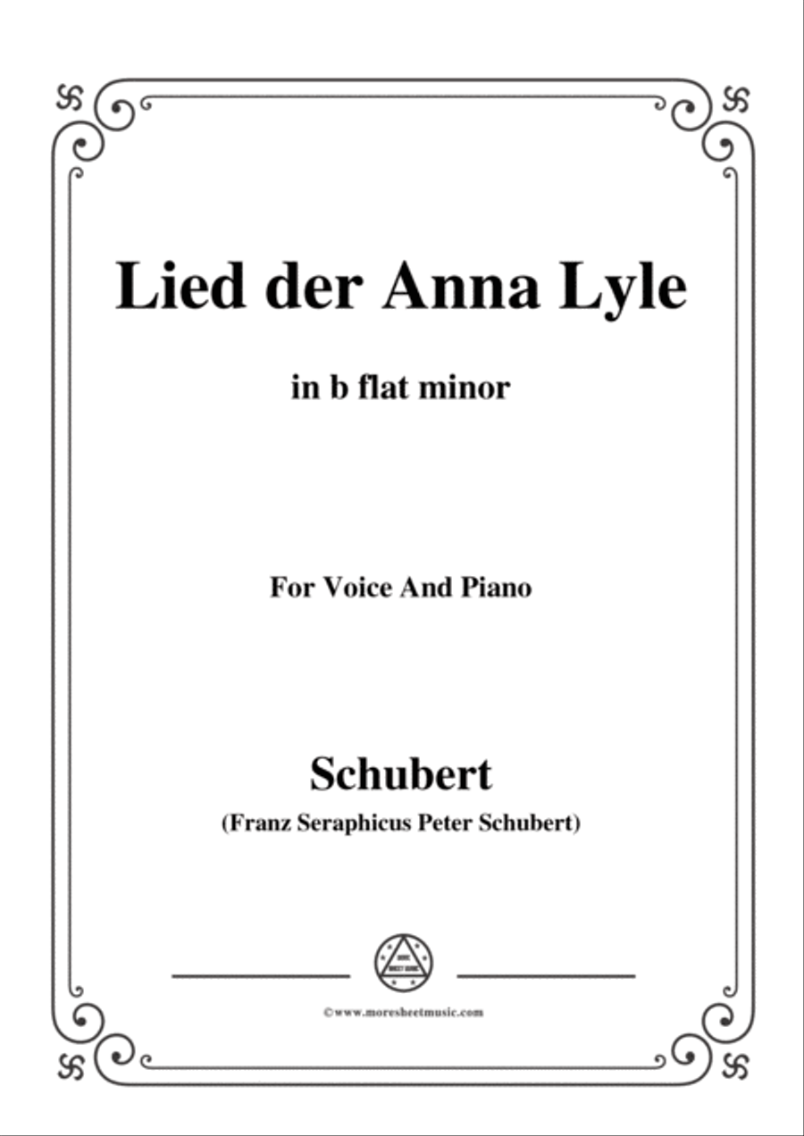 Schubert-Lied der Anna Lyle,Op.85 No.1,in b flat minor,for Voice&Piano Voice scores gallery preview page 1