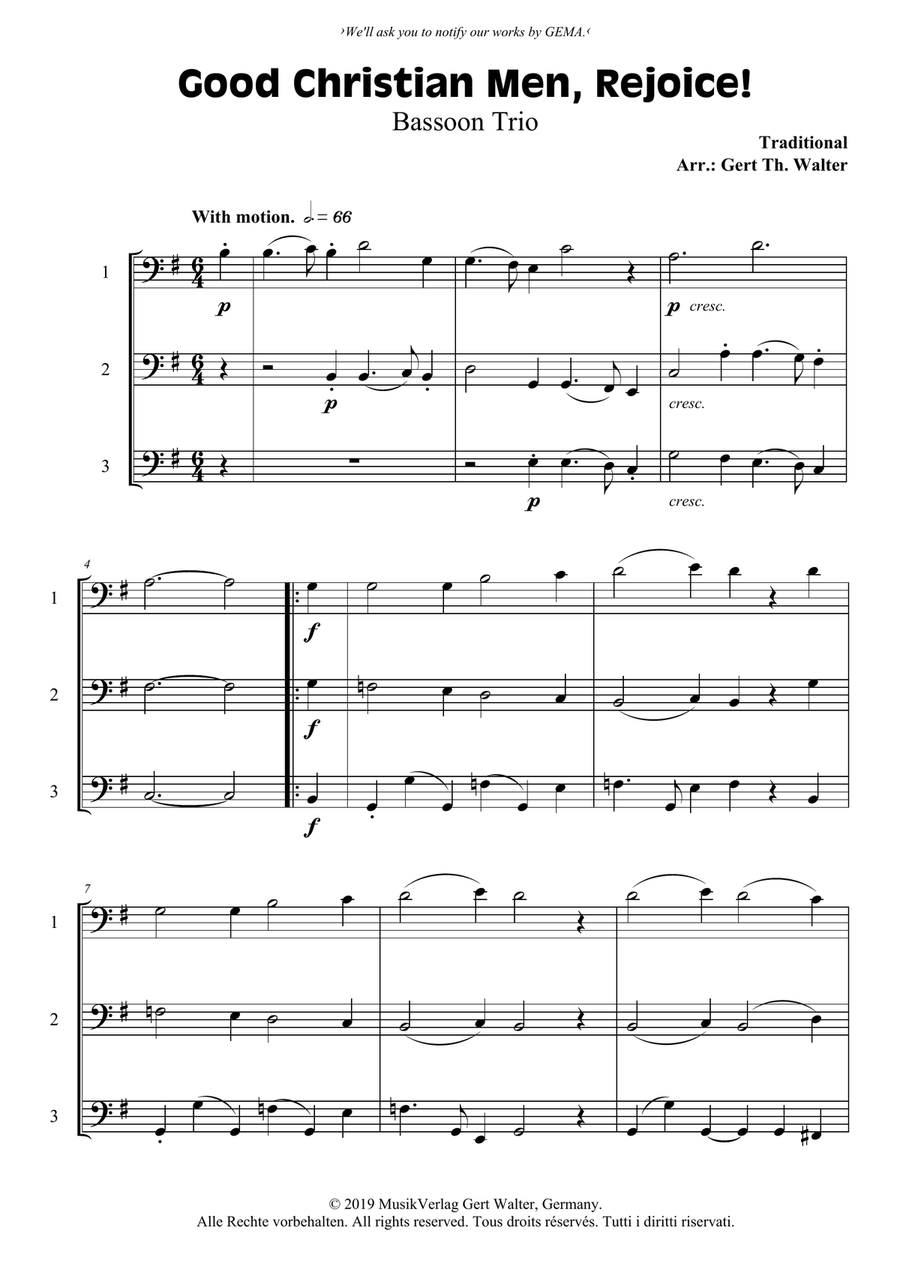 Good Christian Men, Rejoice! Woodwind Trio scores gallery preview page 1