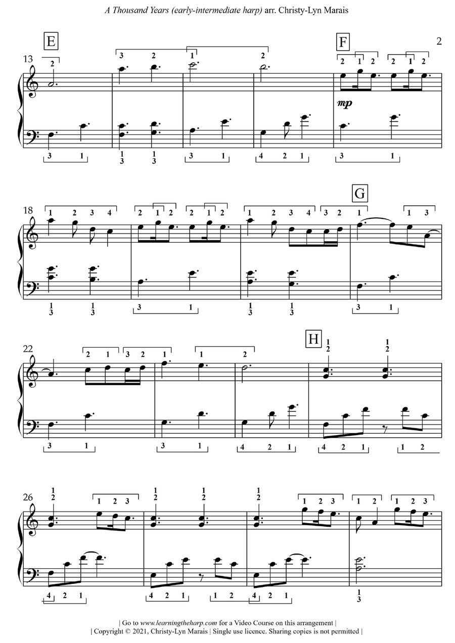 A Thousand Years Harp scores gallery preview page 3