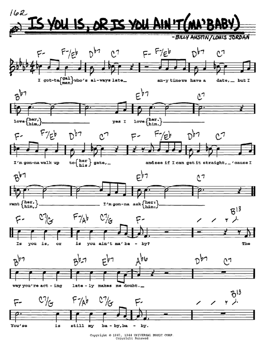 Is You Is, Or Is You Ain't (Ma' Baby) Voice scores gallery preview page 1
