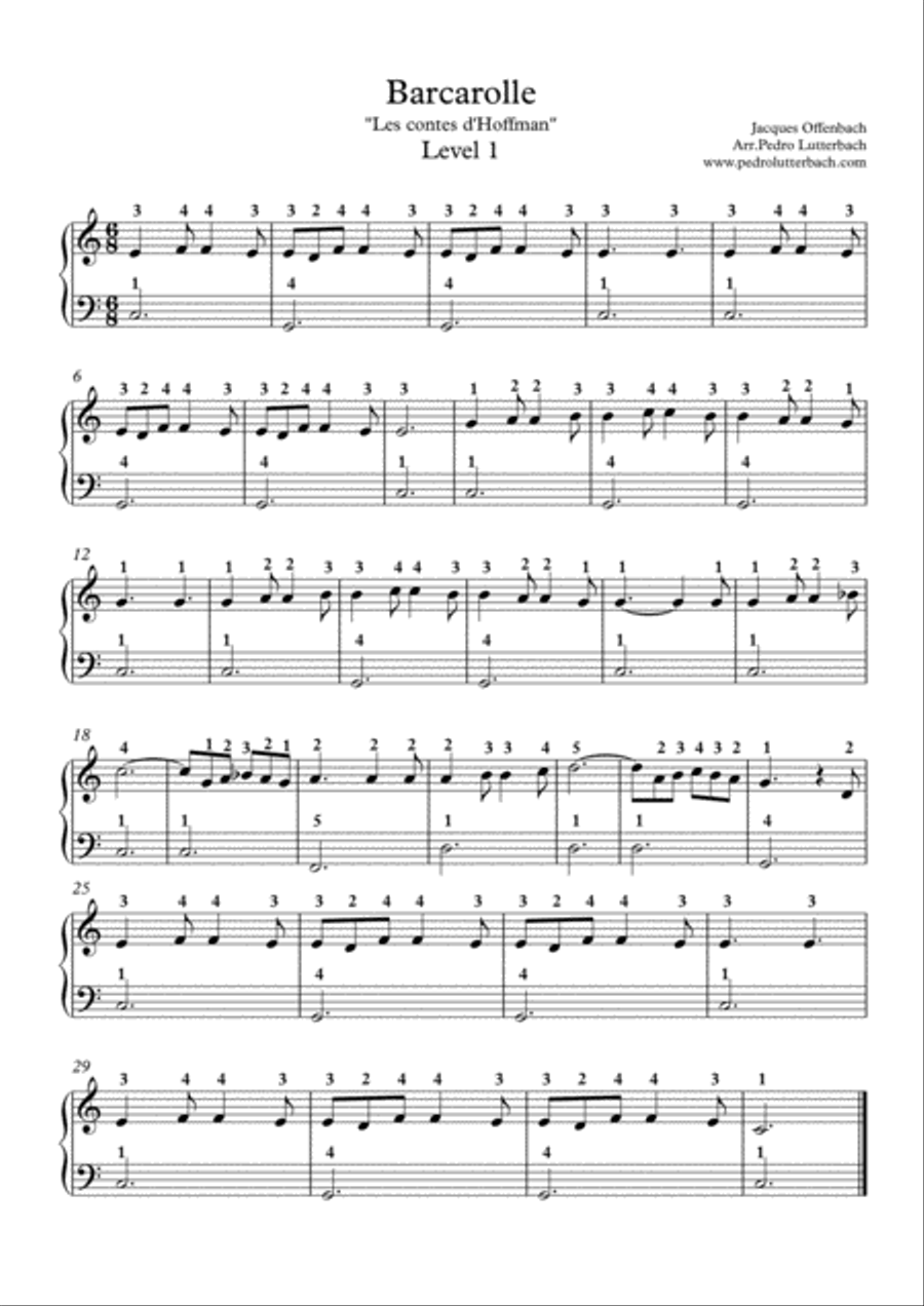 Barcarolle Barcarolle Easy Piano scores gallery preview page 1