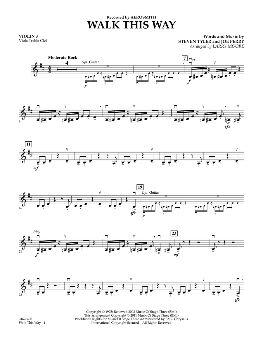 Book cover for Walk This Way - Violin 3 (Viola Treble Clef)