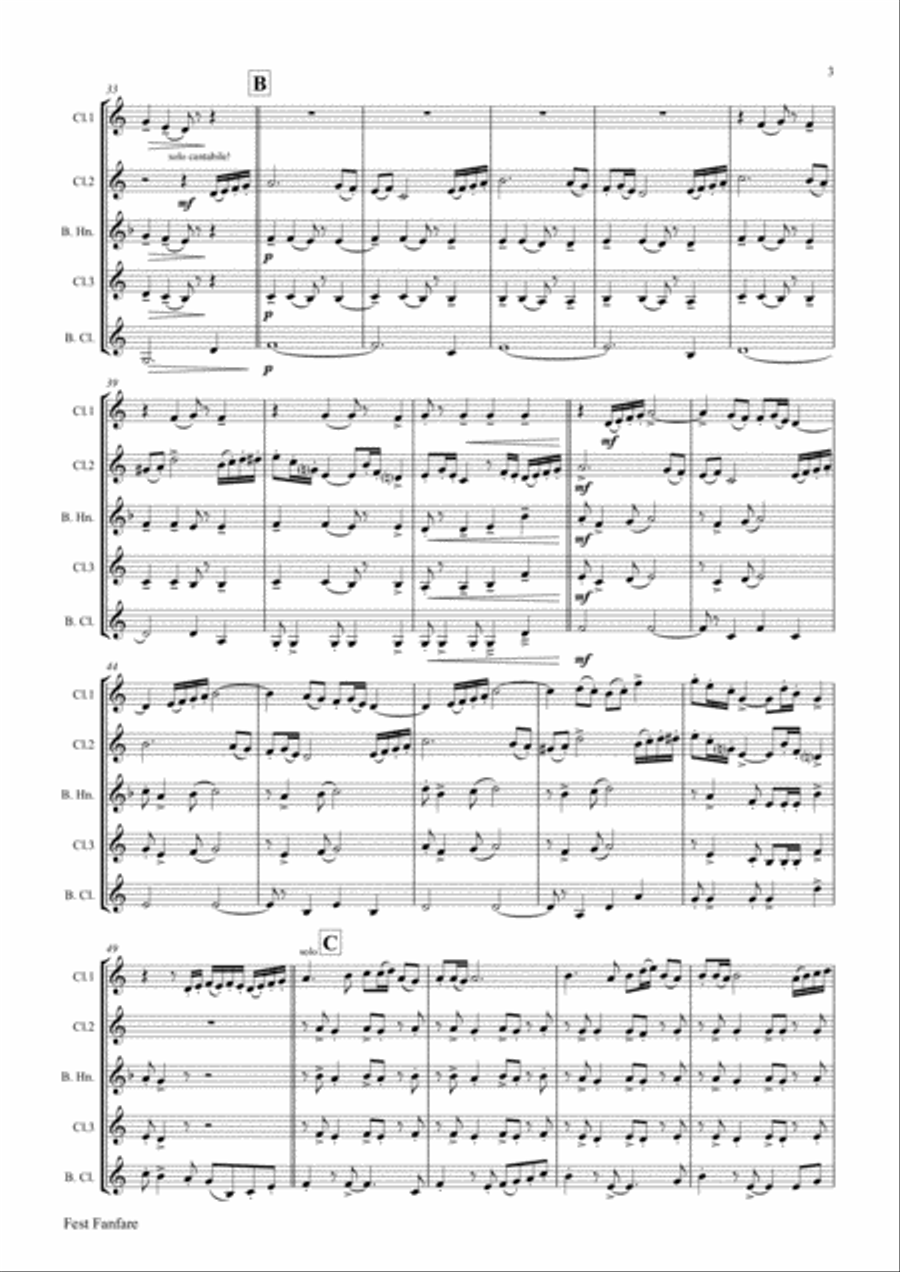 Fest Fanfare - Classical Festive Fanfare - Opener - Clarinet Quartet Clarinet Quartet scores gallery preview page 6