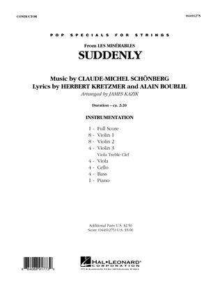 Book cover for Suddenly (from Les Miserables) - Conductor Score (Full Score)
