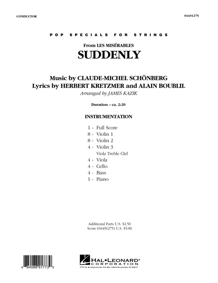 Suddenly (from Les Miserables) - Conductor Score (Full Score)