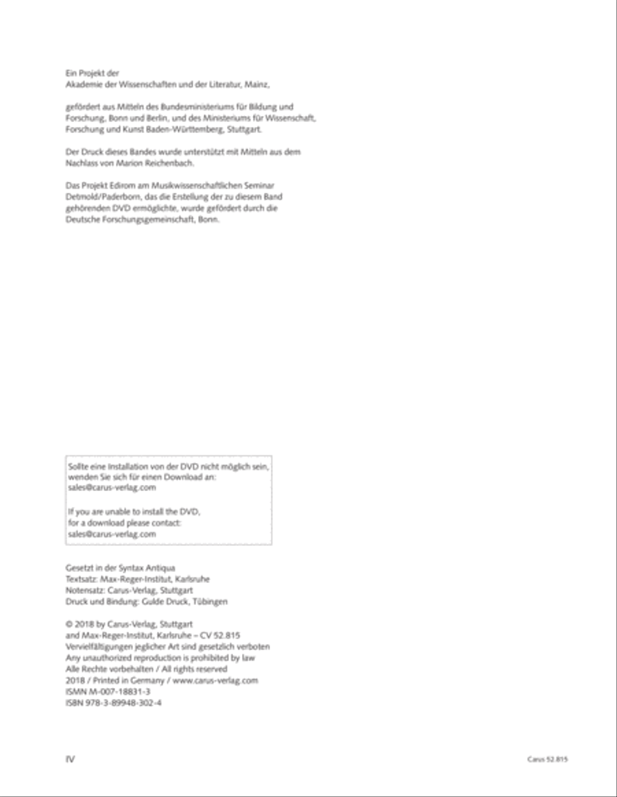 Reger Edition of Work, vol. II/8: Works for mixed voice unaccompanied choir I (1890 - 1902)