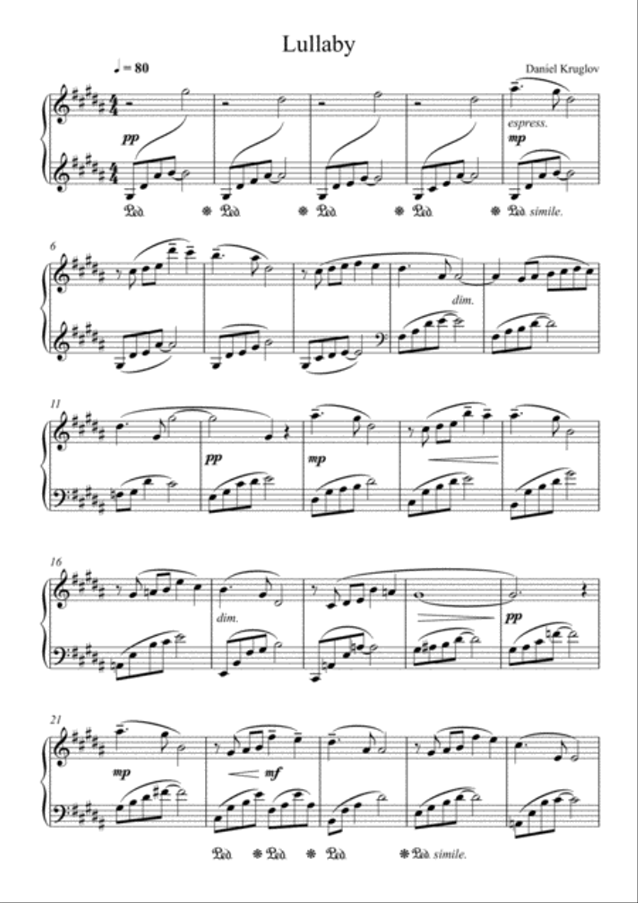 Lullaby Piano Solo scores gallery preview page 1
