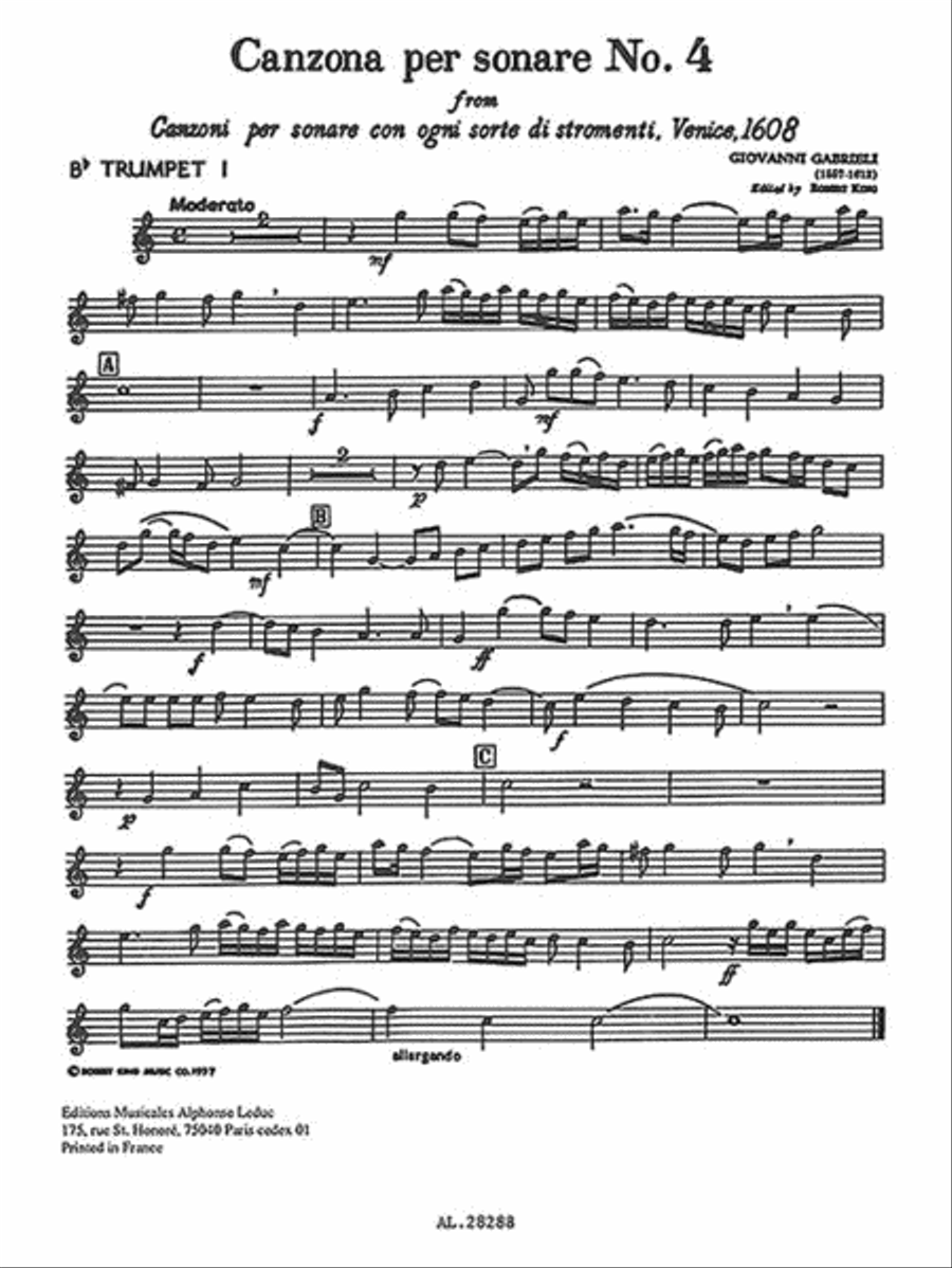 Canzona Per Sonare No. 4, For Four-part Brass Choir Or Brass Quarte 4-Part scores gallery preview page 3