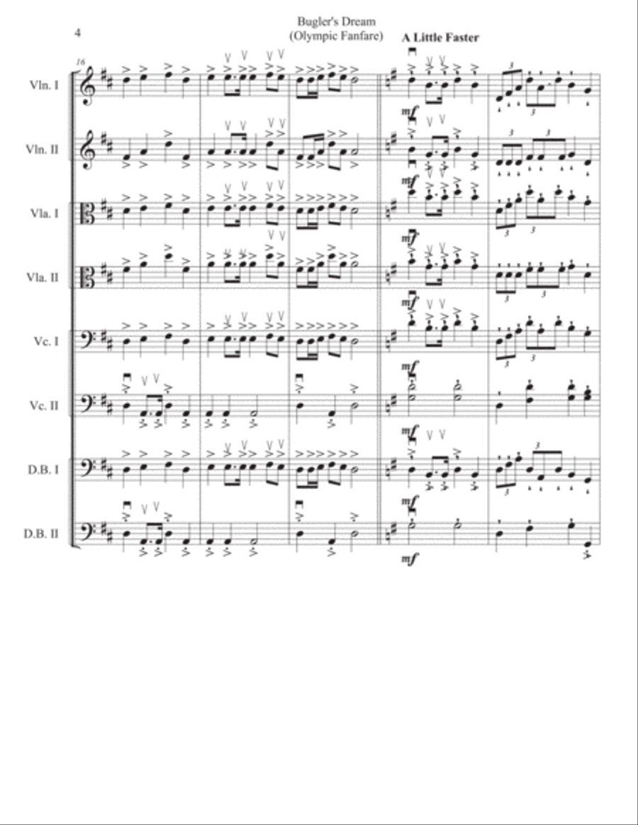 Bugler's Dream (Olympic Fanfare) String Quartet scores gallery preview page 4