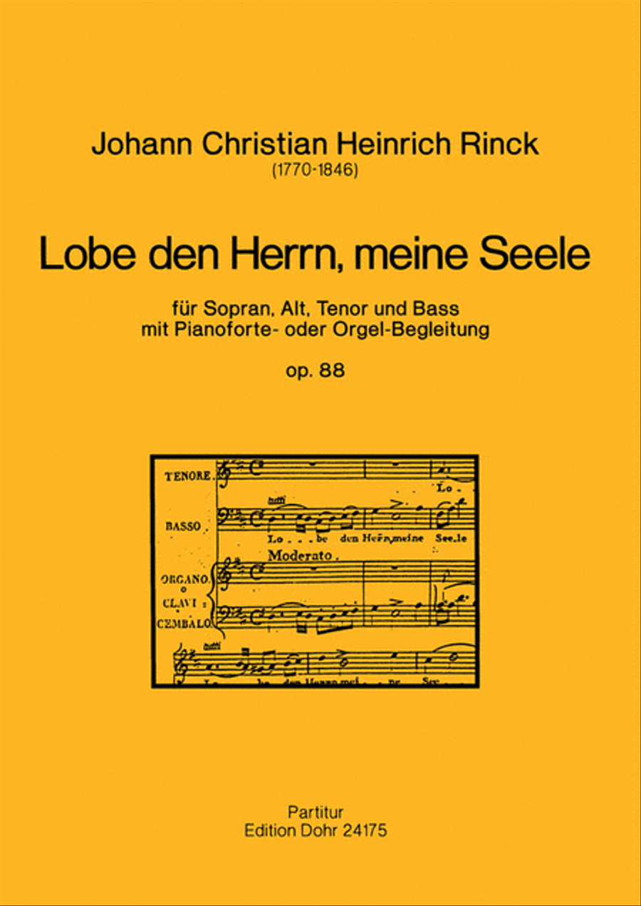 Lobe den Herrn, meine Seele op. 88 -für Sopran, Alt, Tenor und Bass mit Pianoforte- oder Orgel-Begleitung- Choir scores gallery preview page 1