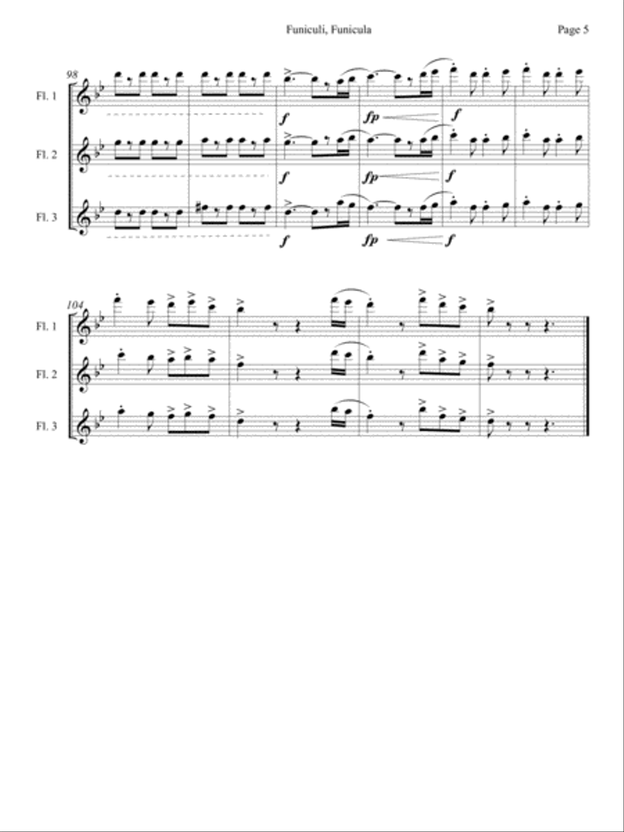 Funiculi, Funicula for Flute Trio Flute Trio scores gallery preview page 6