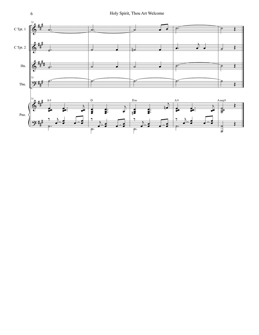 Holy Spirit, Thou Art Welcome Brass Ensemble scores gallery preview page 6