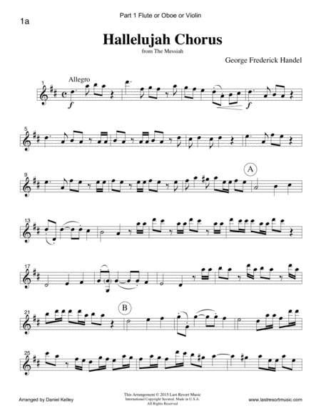 Handel's Messiah for Piano Quartet (Violin, Viola, Cello, Piano) Set of 4 Parts