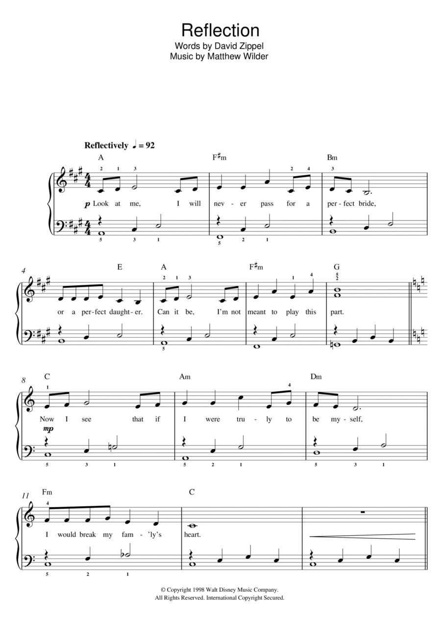 Reflection (from Mulan) Voice scores gallery preview page 1