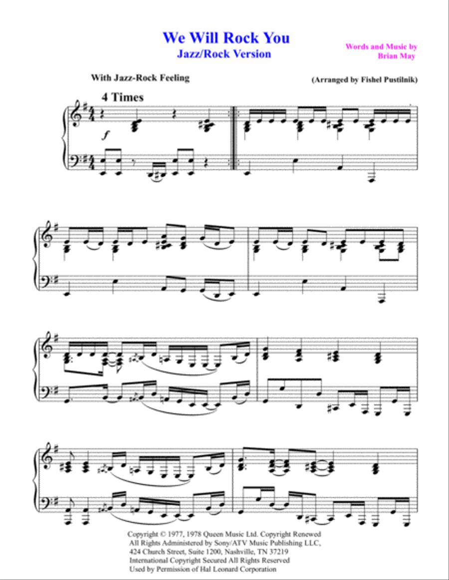 We Will Rock You Piano Solo scores gallery preview page 2