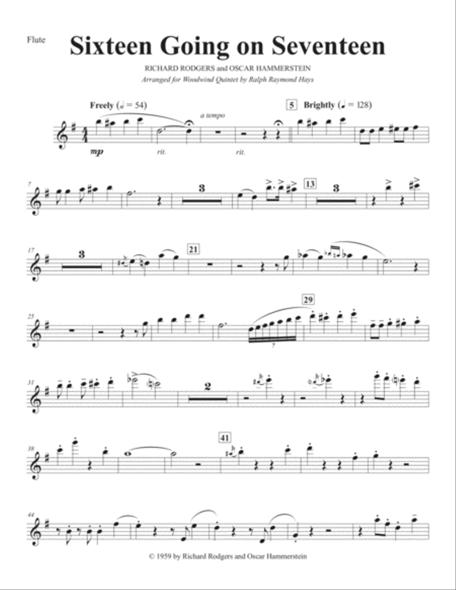 Sixteen Going On Seventeen Woodwind Quintet scores gallery preview page 5
