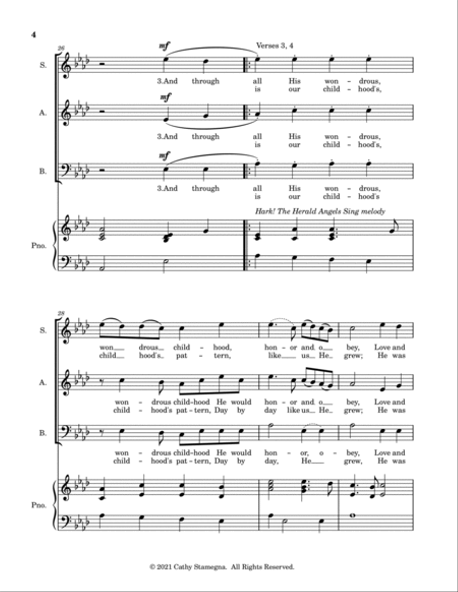Once in Royal David's City (SAB, Accompaniment) 3-Part scores gallery preview page 6