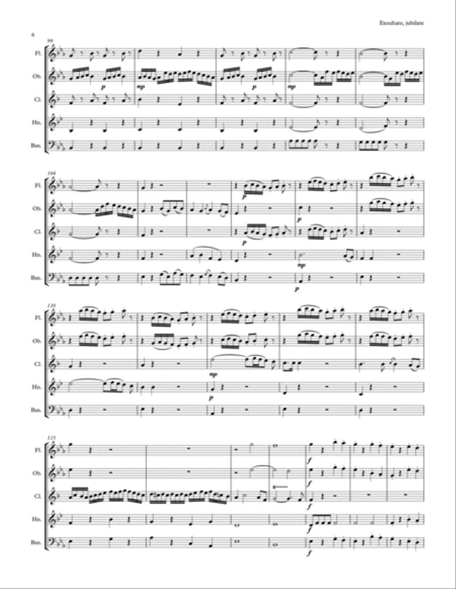 Mozart: Exsultate, jubilate for Woodwind Quintet Woodwind Quintet scores gallery preview page 6