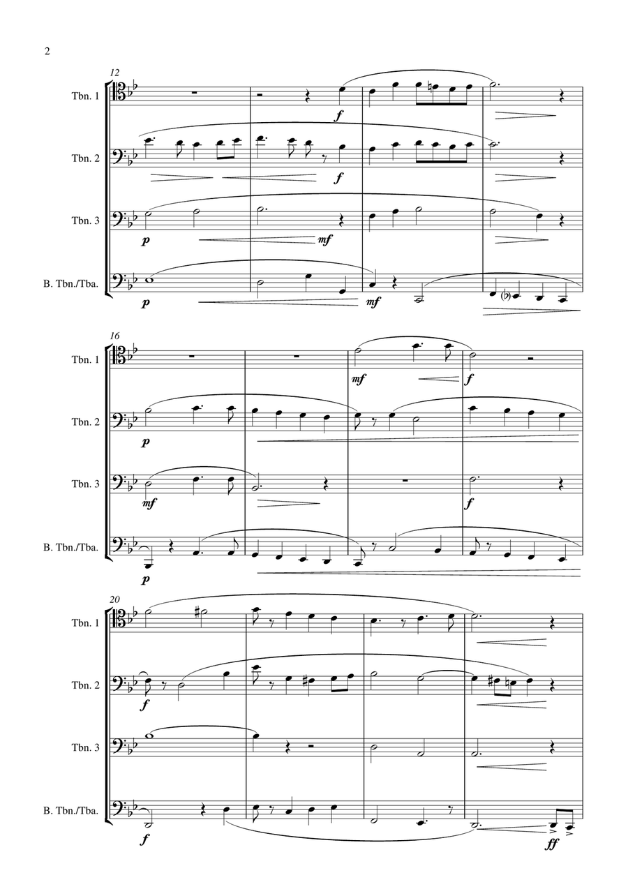 National Anthem of Canada (for trombone quartet, suitable for all grades) Trombone Quartet scores gallery preview page 2