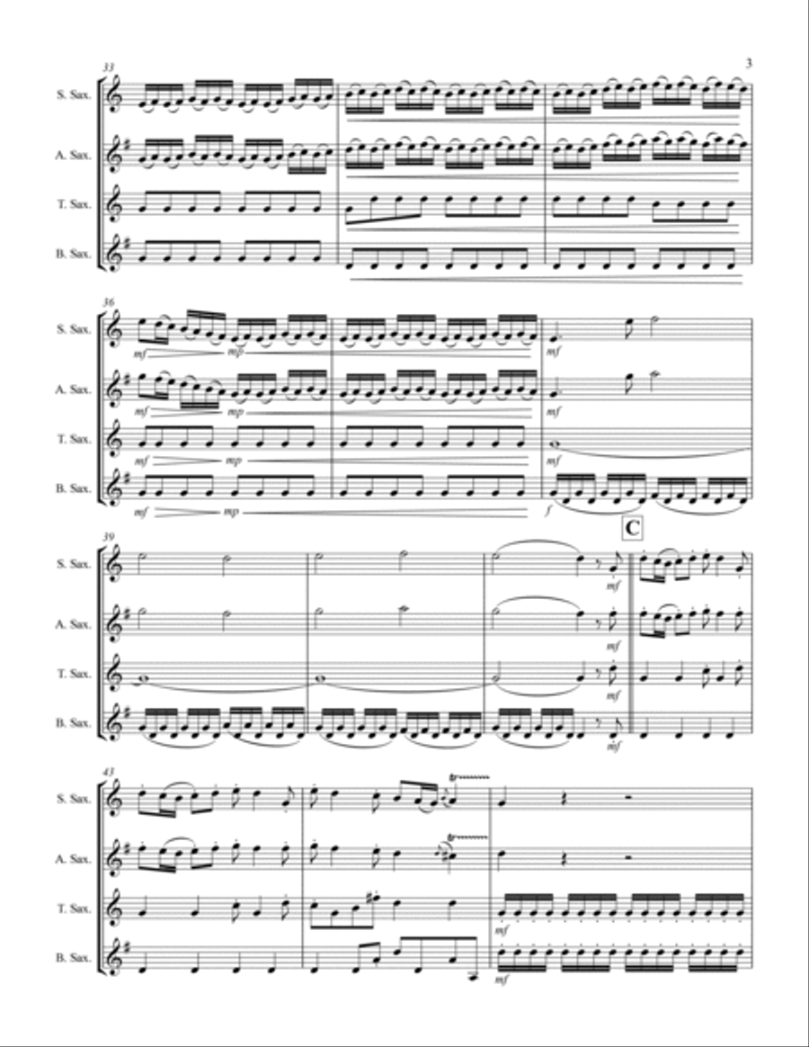 The Four Seasons - La Primavera (for Saxophone Quartet SATB) Saxophone Quartet scores gallery preview page 4