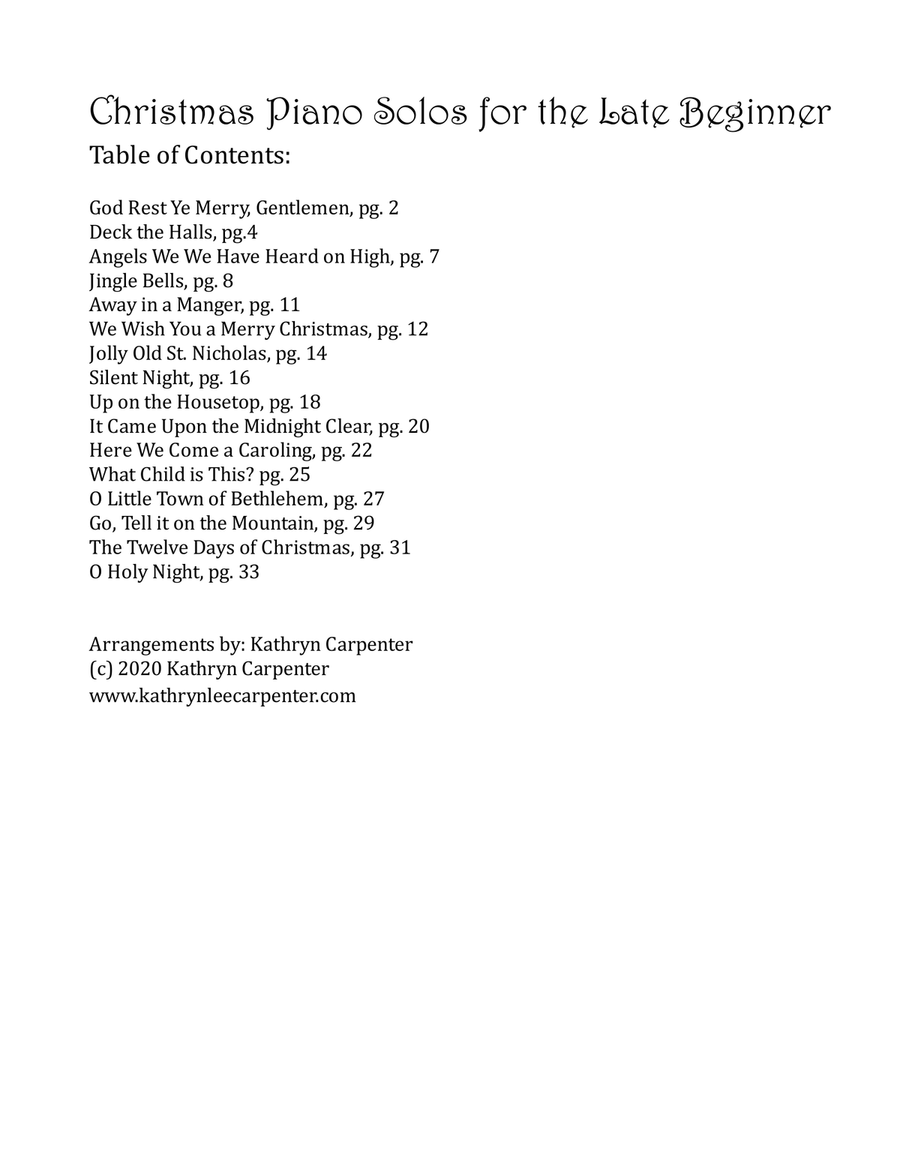 Christmas Piano Solos for the Late Beginner Easy Piano scores gallery preview page 1