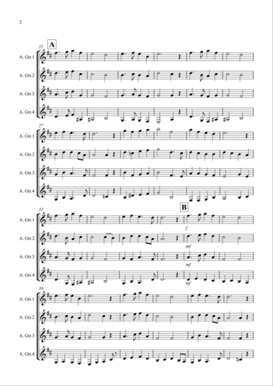 In The Bleak Midwinter for Guitar Quartet Guitar Ensemble scores gallery preview page 2