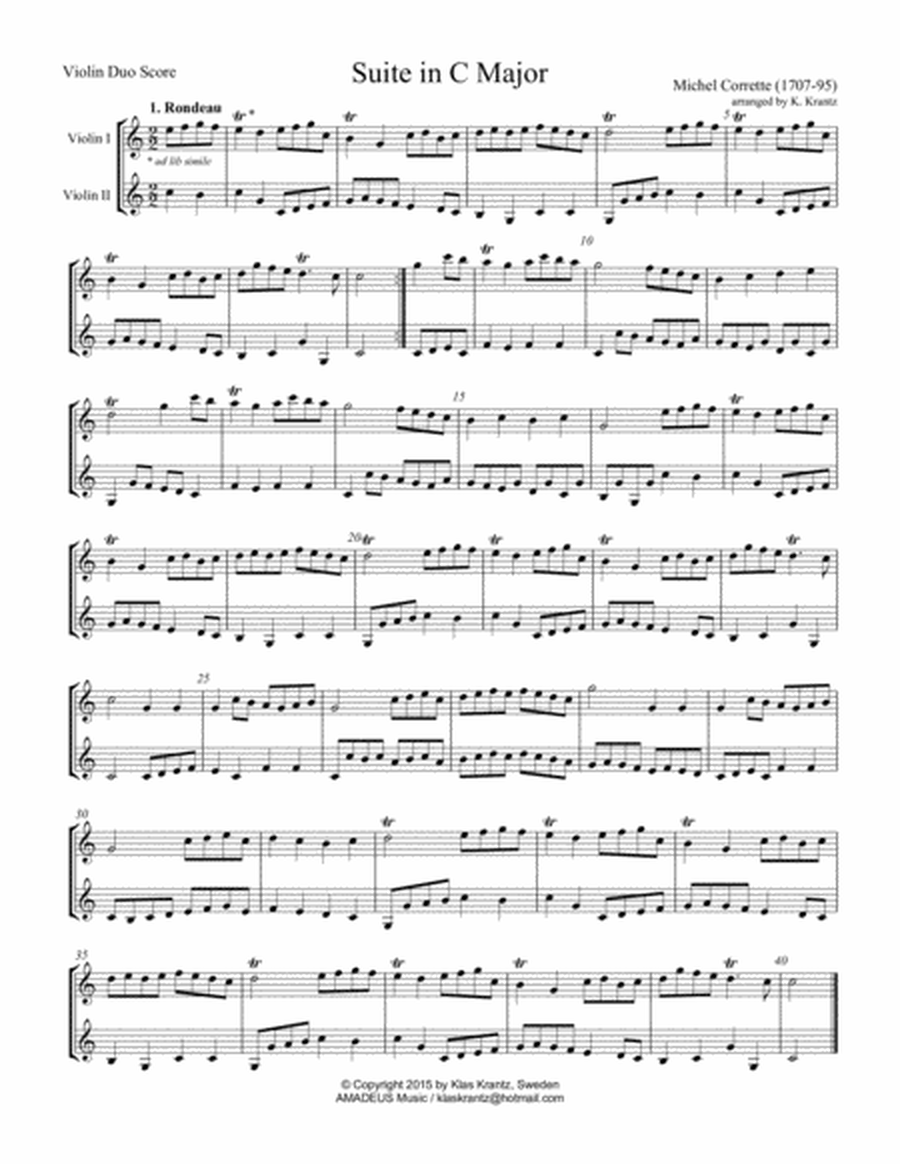 Suite in C Major for violin duet image number null