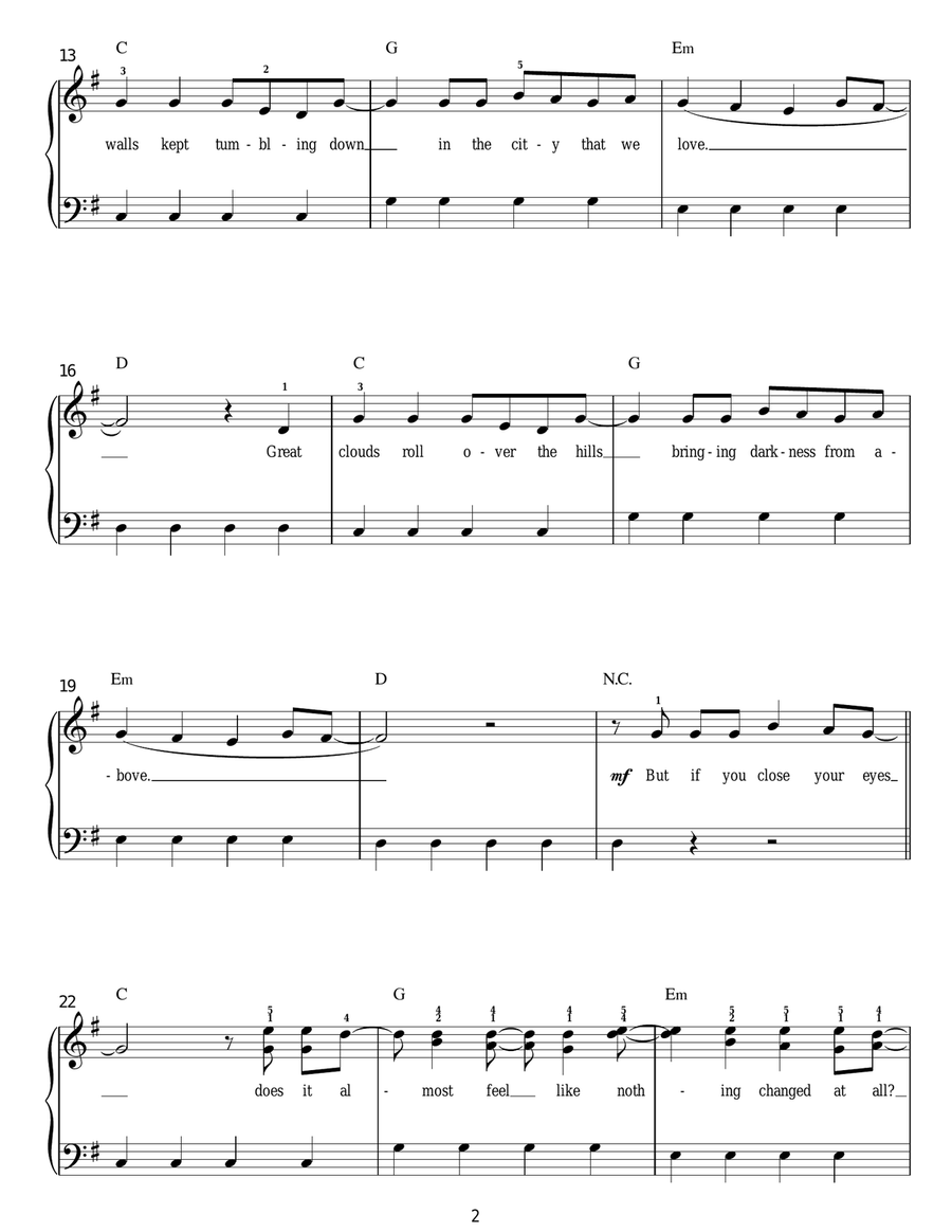 Pompeii Pompeii Easy Piano scores gallery preview page 2