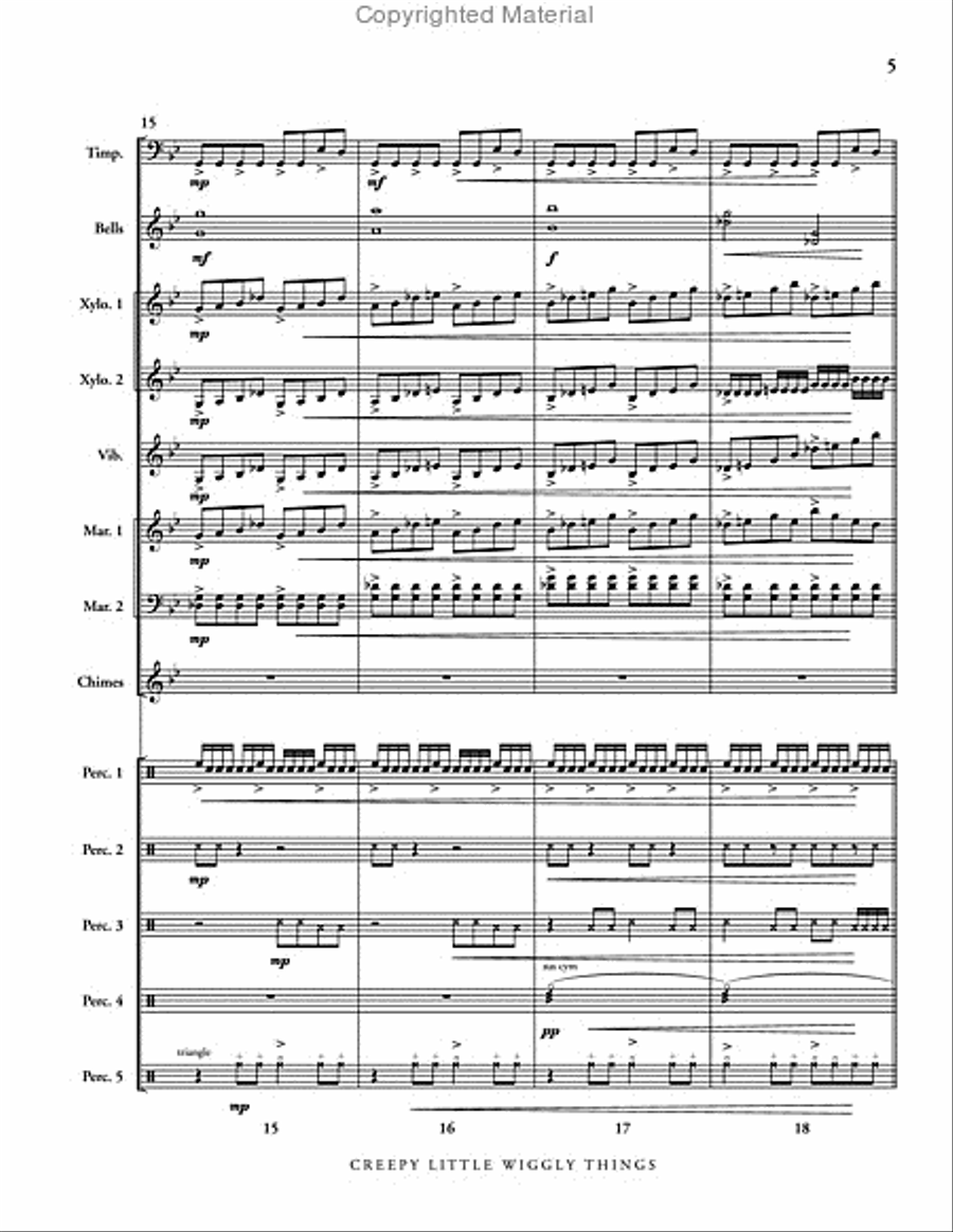 Creepy Little Wiggly Things (score only) Percussion Ensemble scores gallery preview page 6