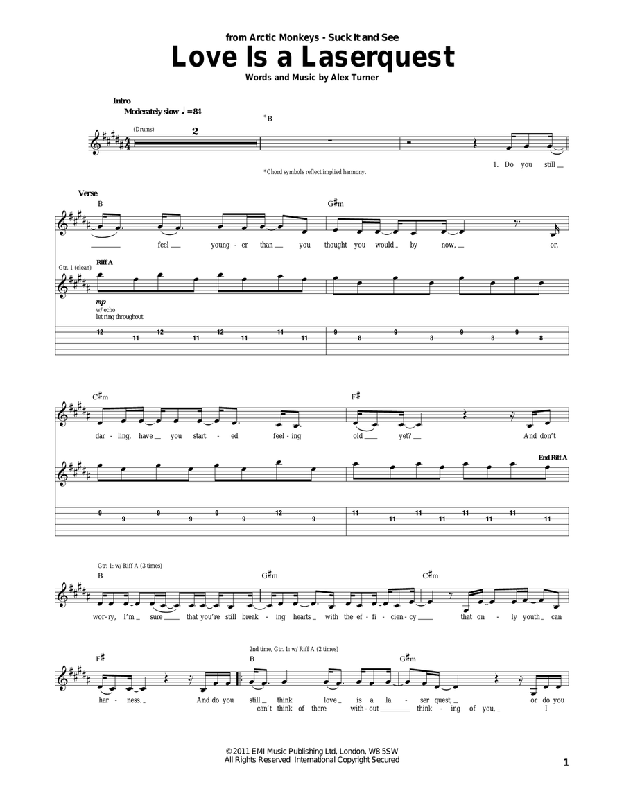Love Is A Laserquest Acoustic Guitar scores gallery preview page 1